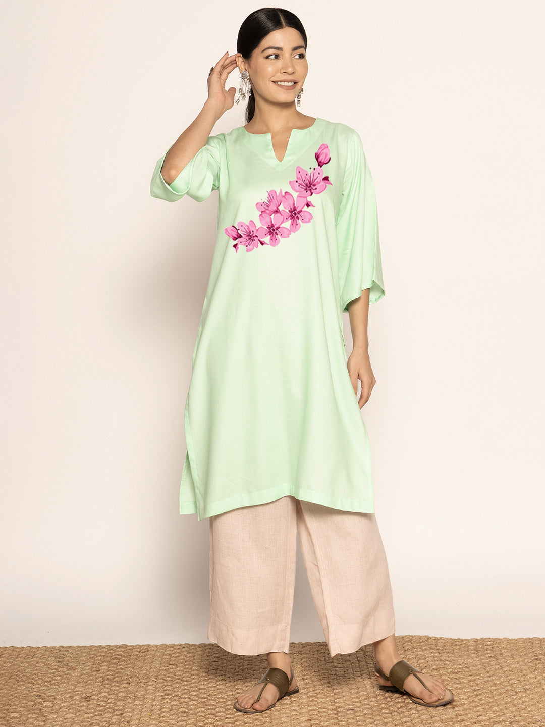 Mint Rayon LongKurta - Samvardhita