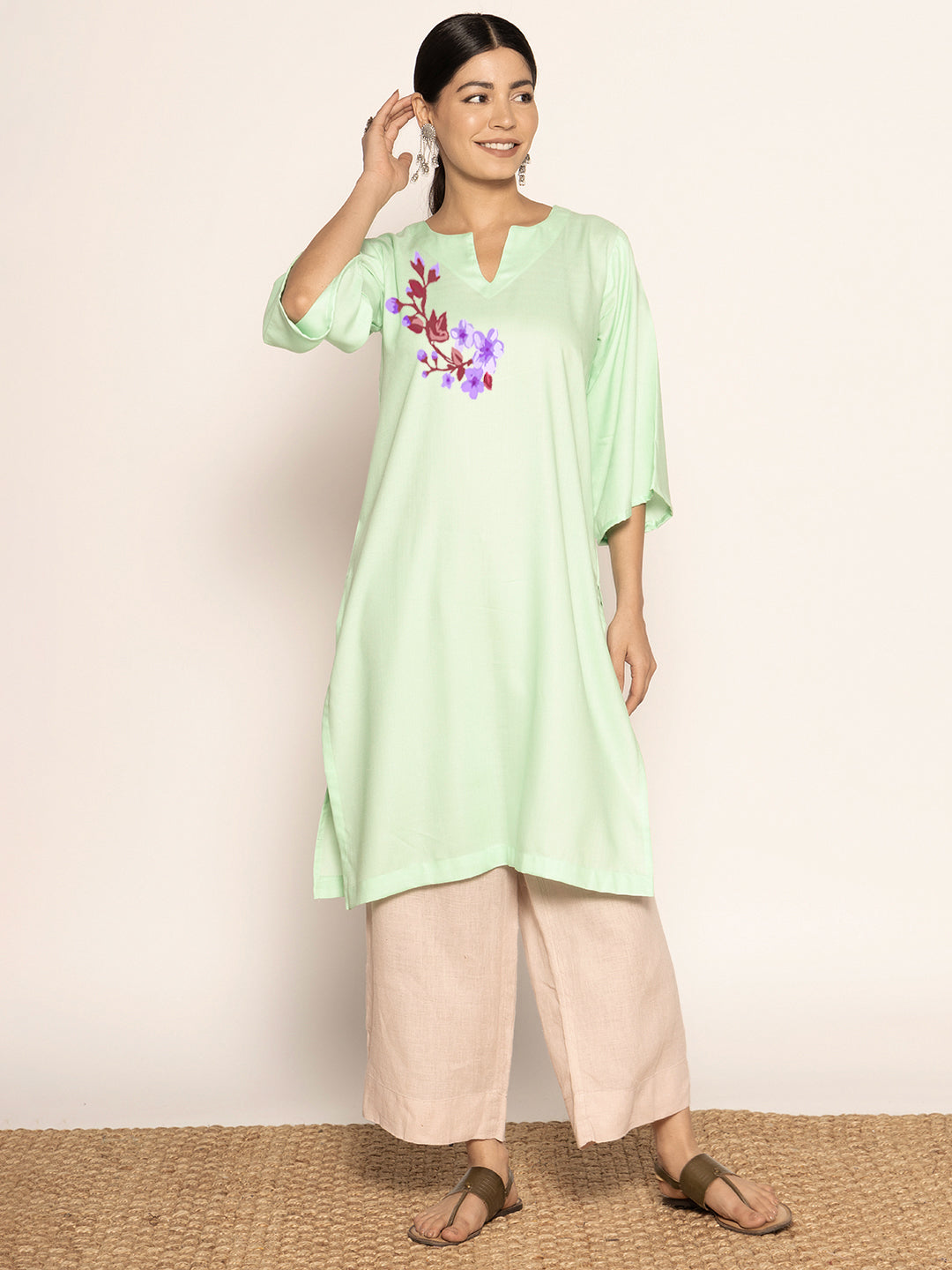 Mint Rayon LongKurta - Surabhi