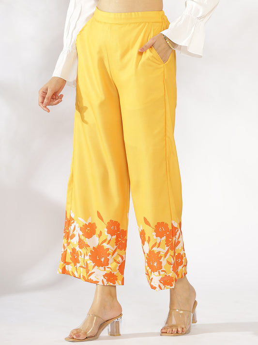 Mustard Printed Palazzo Pants - Sunnie