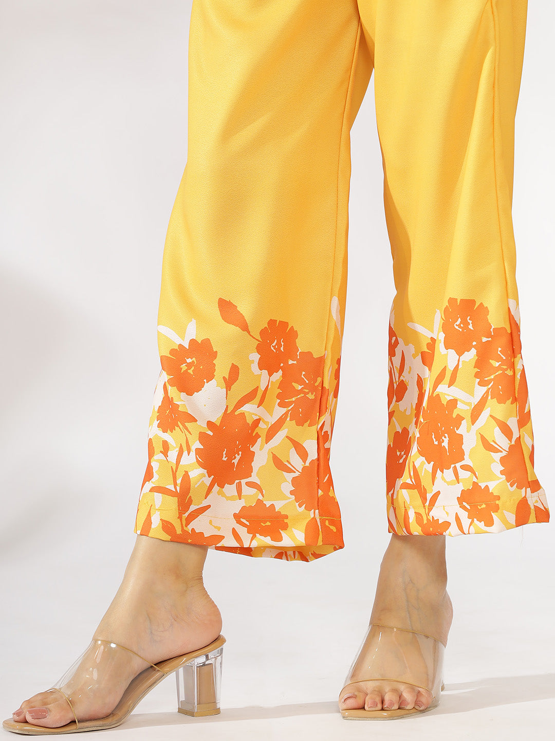 Mustard Printed Palazzo Pants - Sunnie