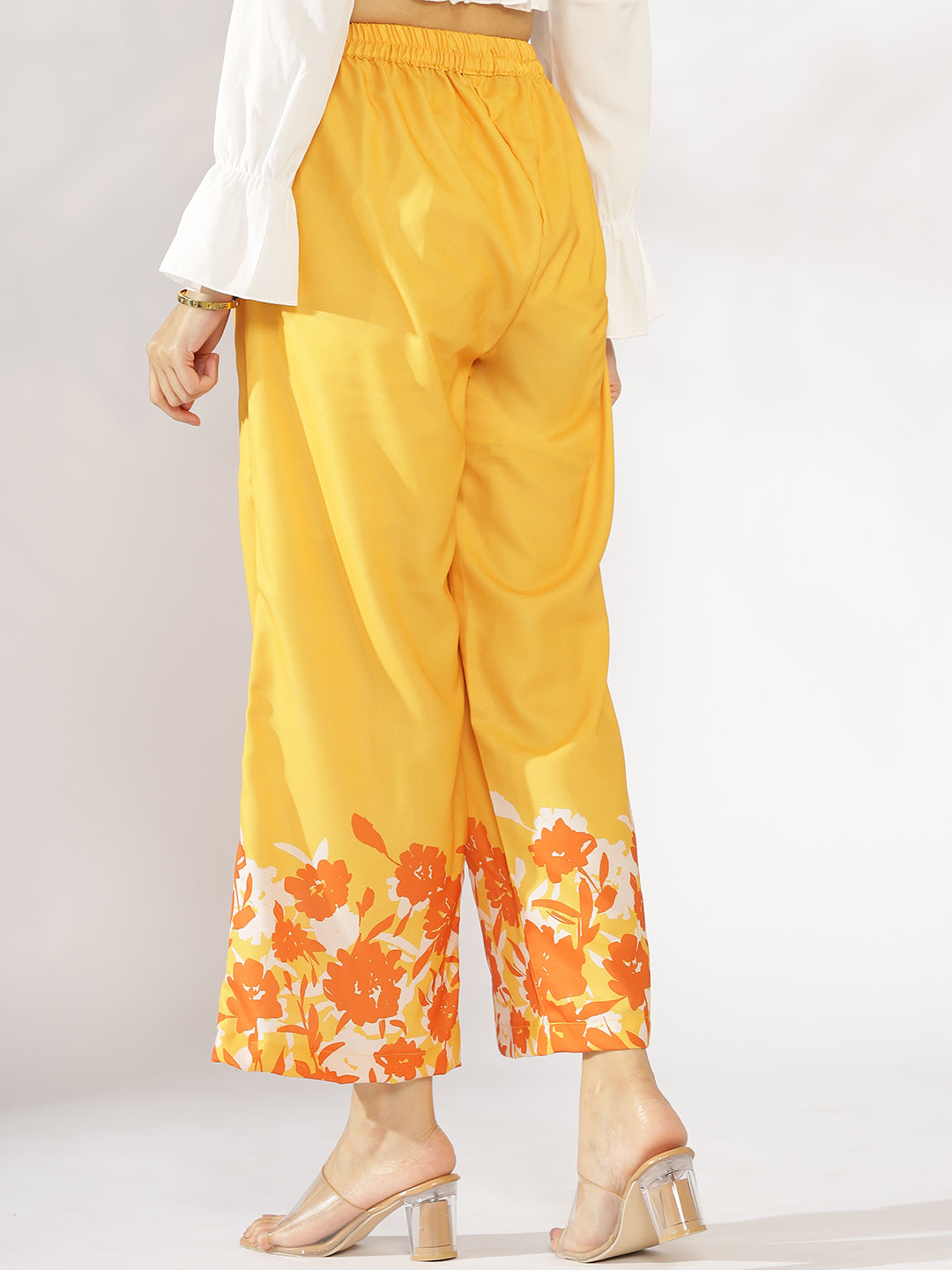 Mustard Printed Palazzo Pants - Sunnie