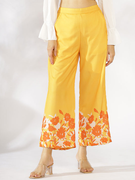 Mustard Printed Palazzo Pants - Sunnie