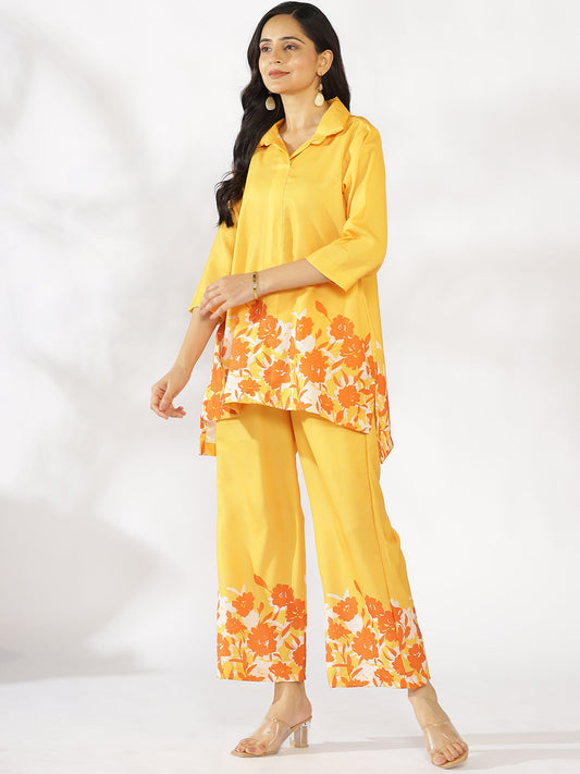 Mustard Printed Shirt Top & Palazzo Pants - Sunnie