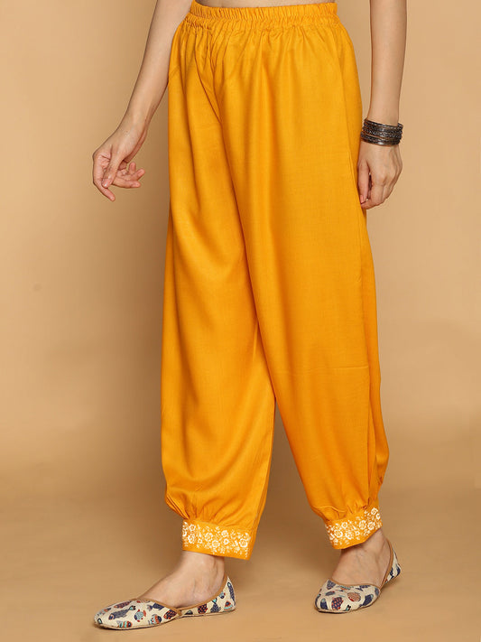 Mustard Rayon Afghani Salwar - Lilywhite