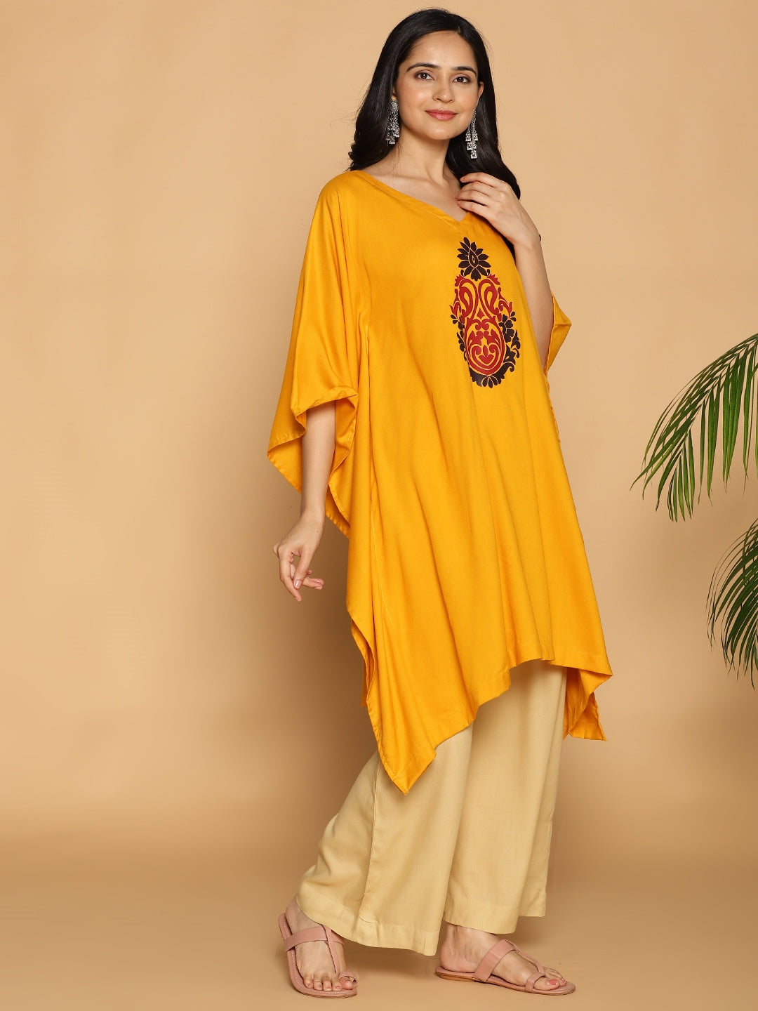 Mustard Rayon KaftanKurta - Dhani