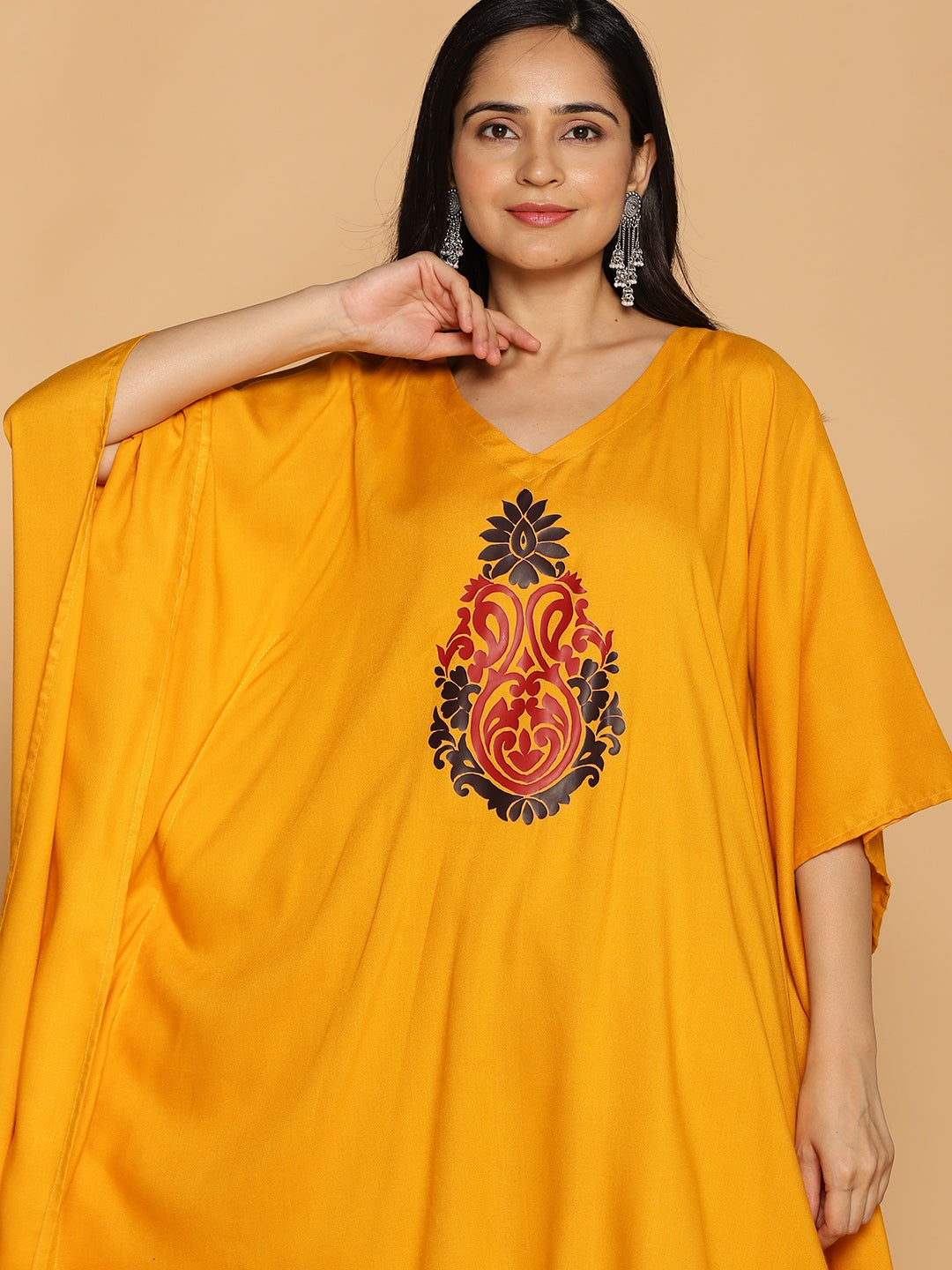 Mustard Rayon KaftanKurta - Dhani