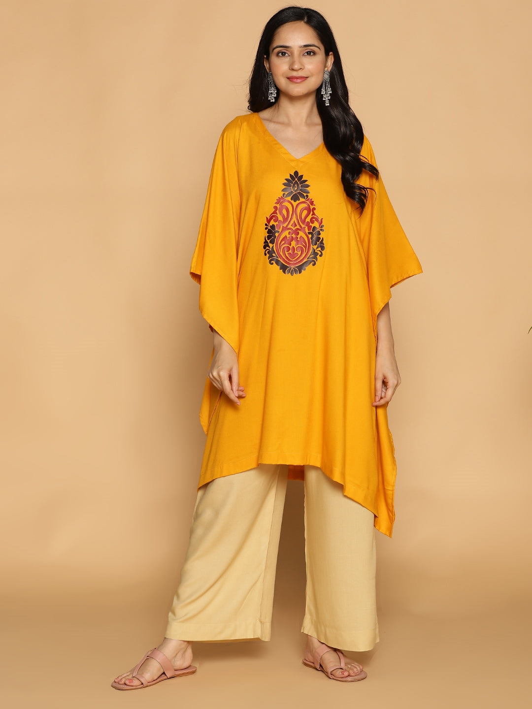 Mustard Rayon KaftanKurta - Dhani