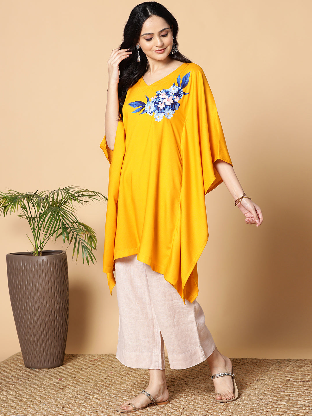 Mustard Rayon KaftanKurta - Topaz