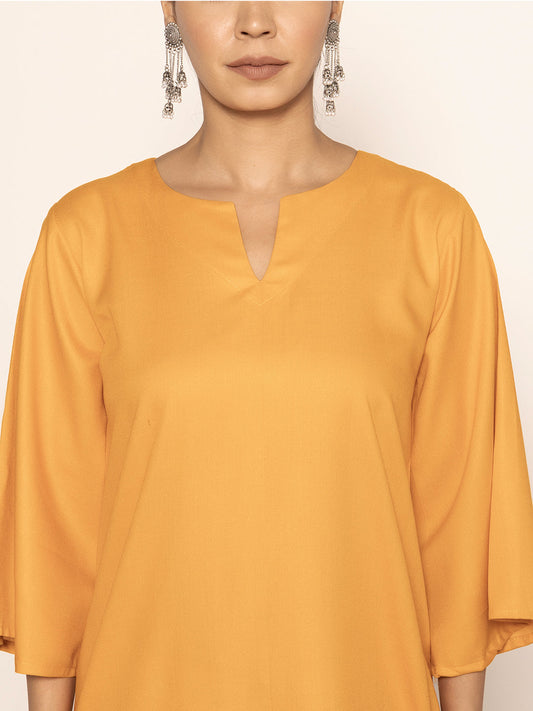 Mustard Rayon LongKurta - Pushkara