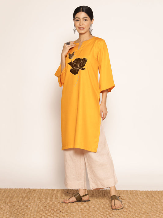 Mustard Rayon LongKurta - Supriya