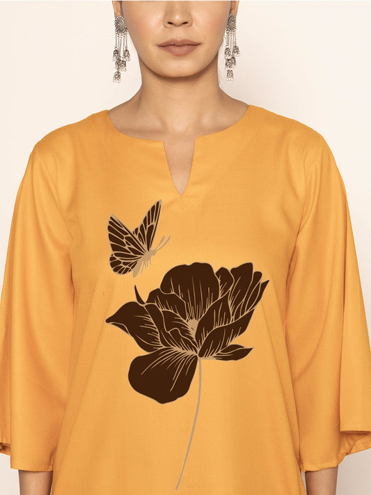 Mustard Rayon LongKurta - Supriya