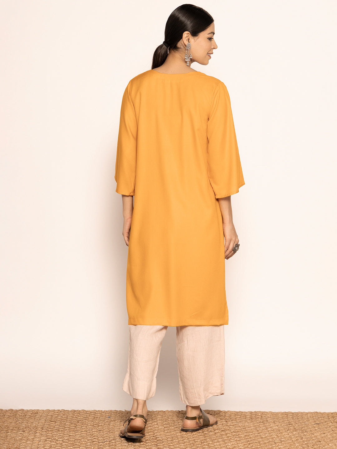 Mustard Rayon LongKurta - Supriya