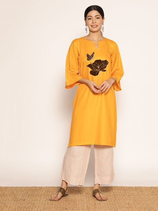 Mustard Rayon LongKurta - Supriya