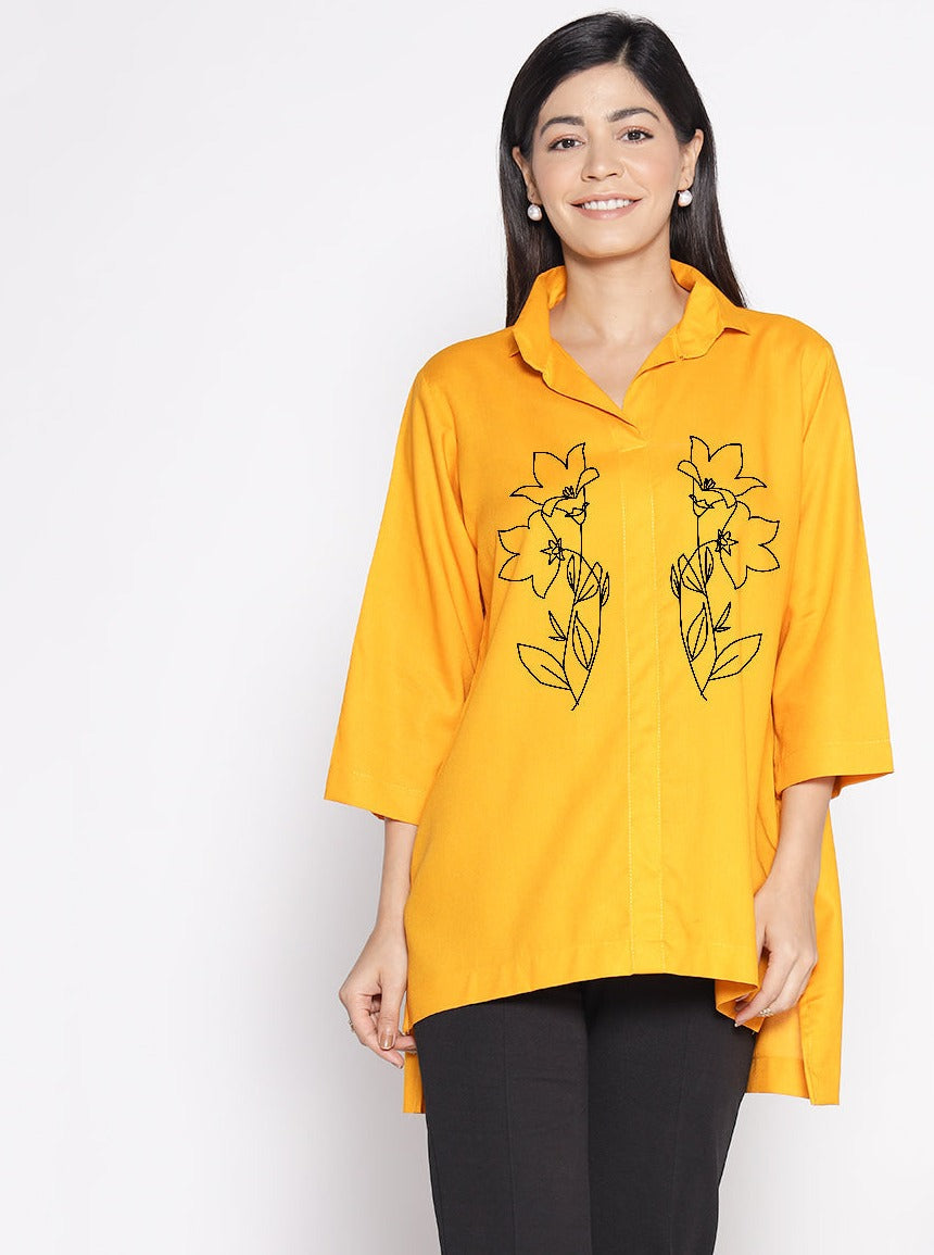 Mustard Rayon ShirtTop - Melisa