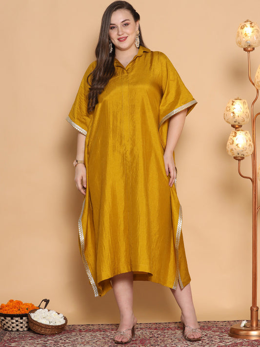 Mustard Silk Shirt Kaftan