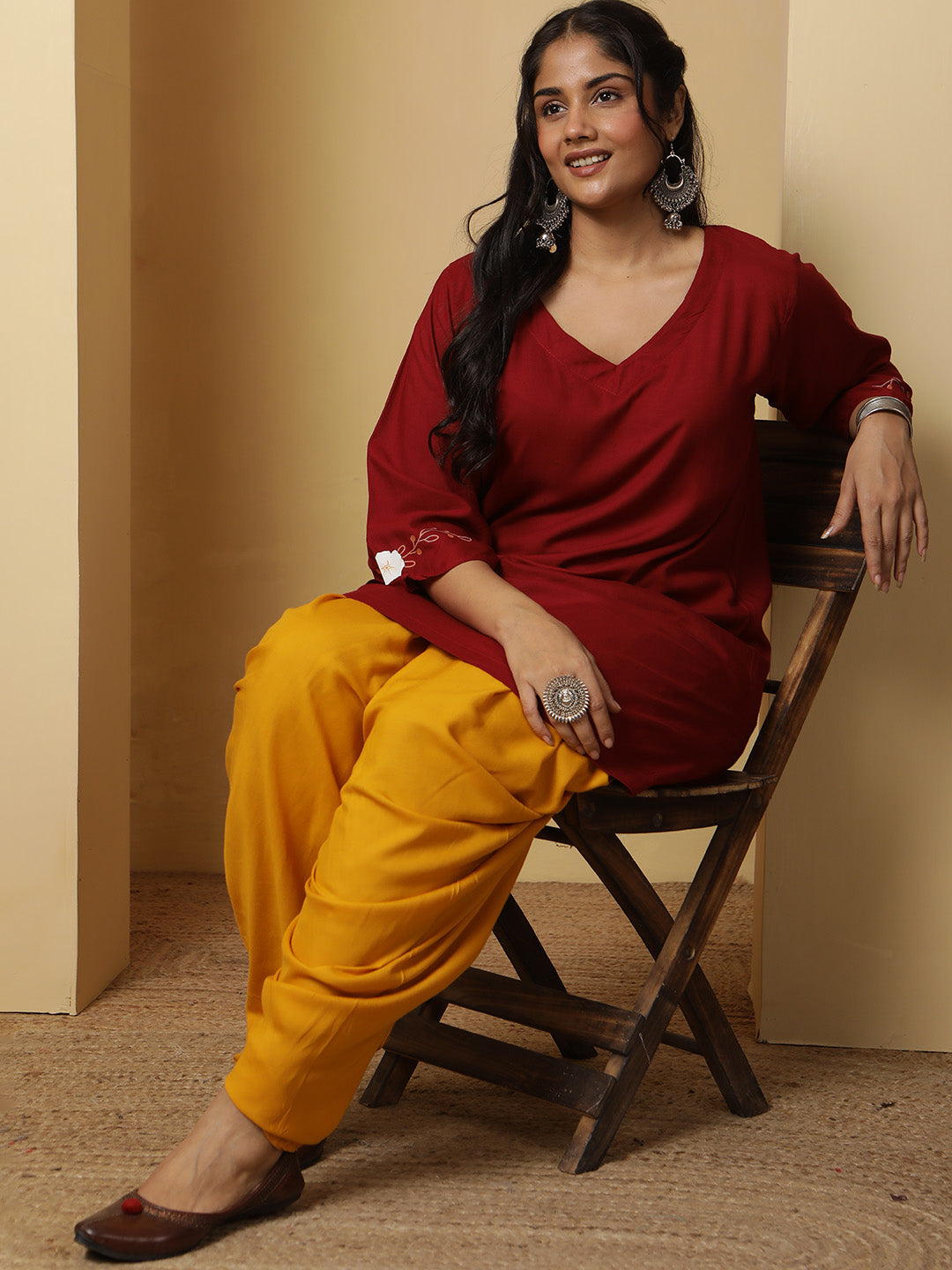 Mustard Rayon Dhoti
