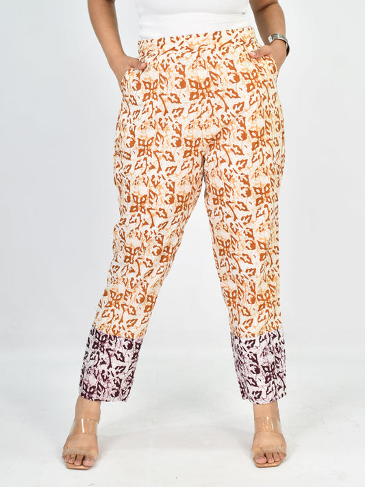 Printed Cotton Pants - Orange&WineMirage