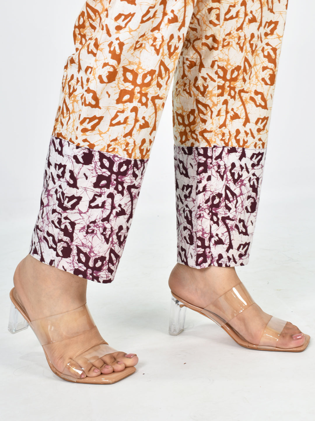 Printed Cotton Pants - Orange&WineMirage