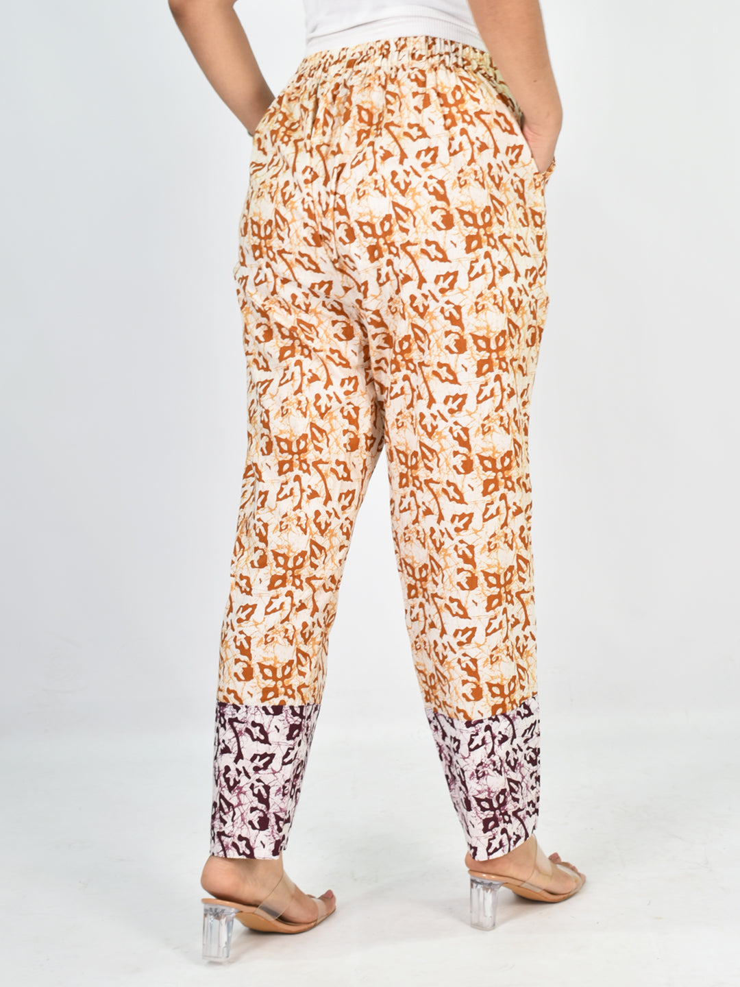 Printed Cotton Pants - Orange&WineMirage
