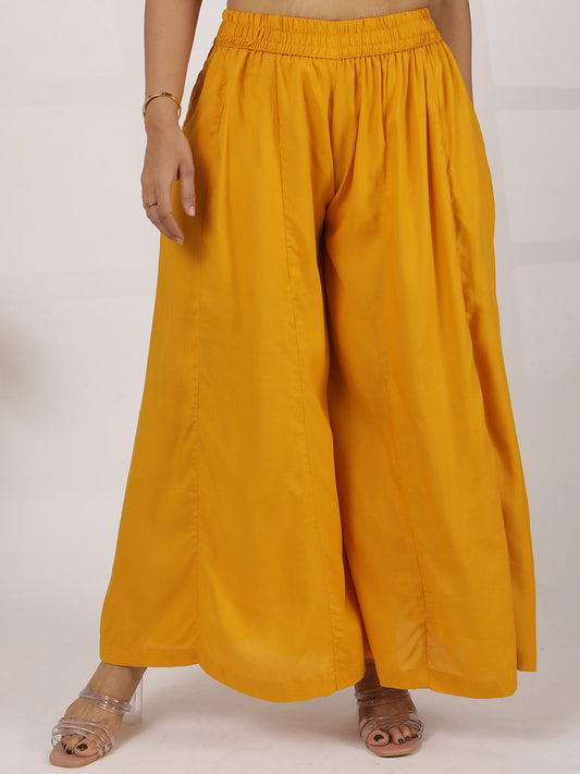 Mustard Rayon Flared Palazzo