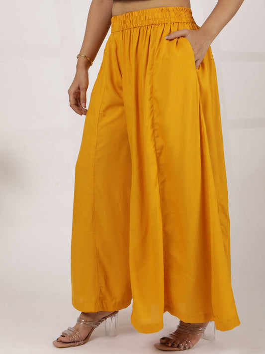 Mustard Rayon Flared Palazzo