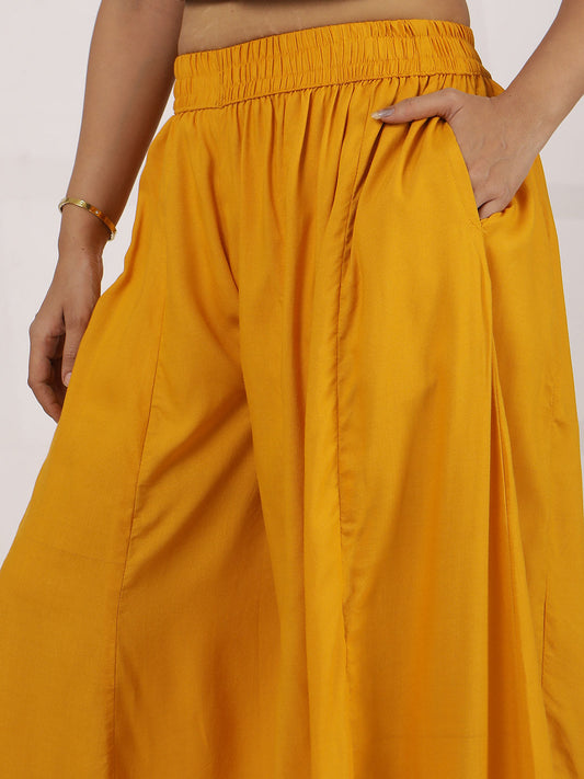 Mustard Rayon Flared Palazzo