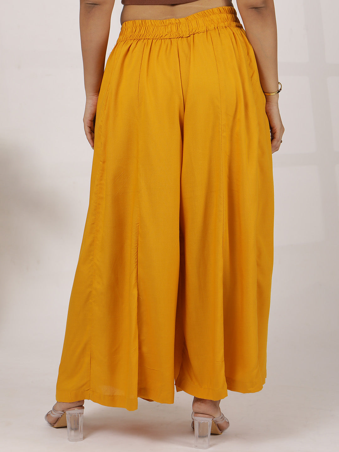 Mustard Rayon Flared Palazzo