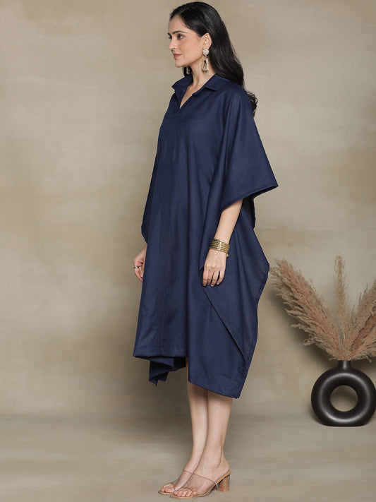 Navy CottonSlub ShirtKaftan