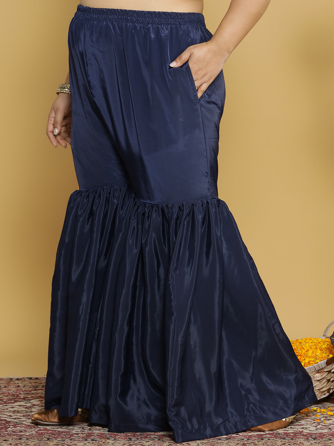 Navy Crepe Silk Sharara