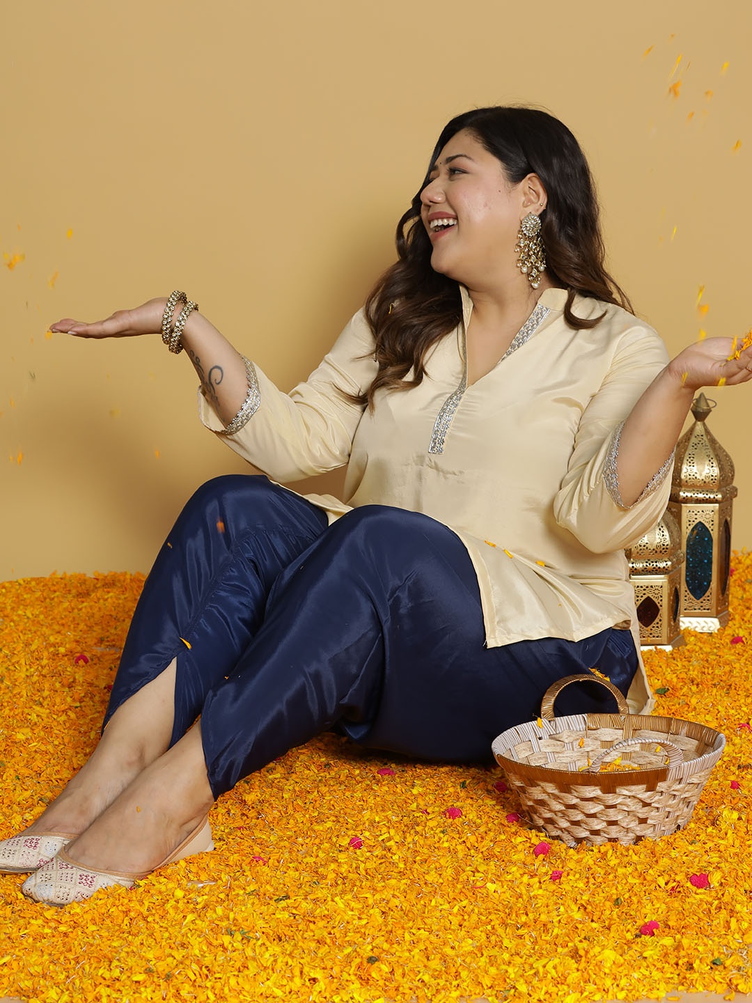 Navy Crepe Silk Tulip Salwar