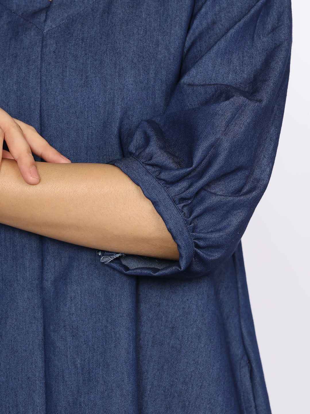 Navy Denim A-Line Dress