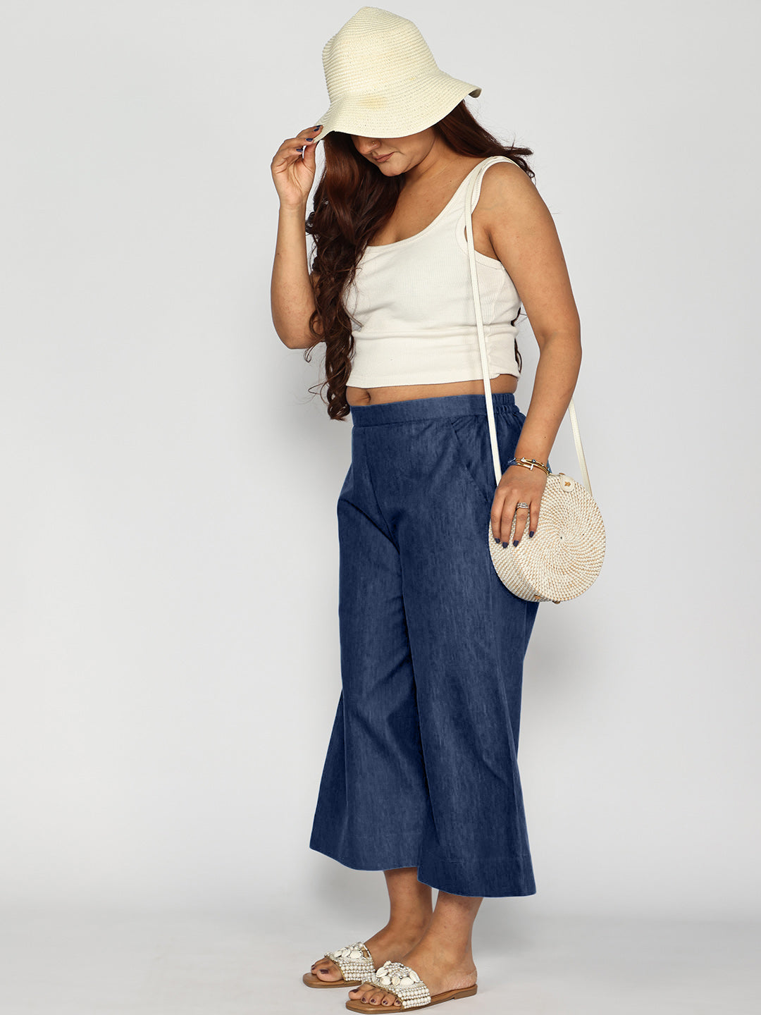 Navy Denim Culottes