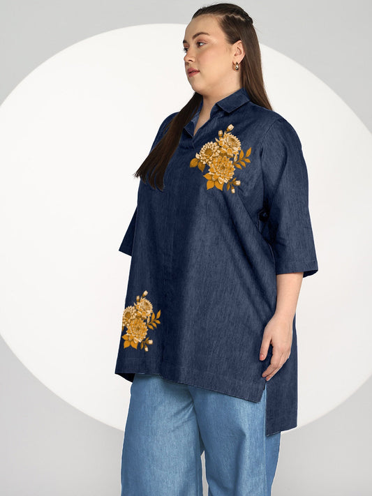 Navy Denim ShirtTop - Eldora