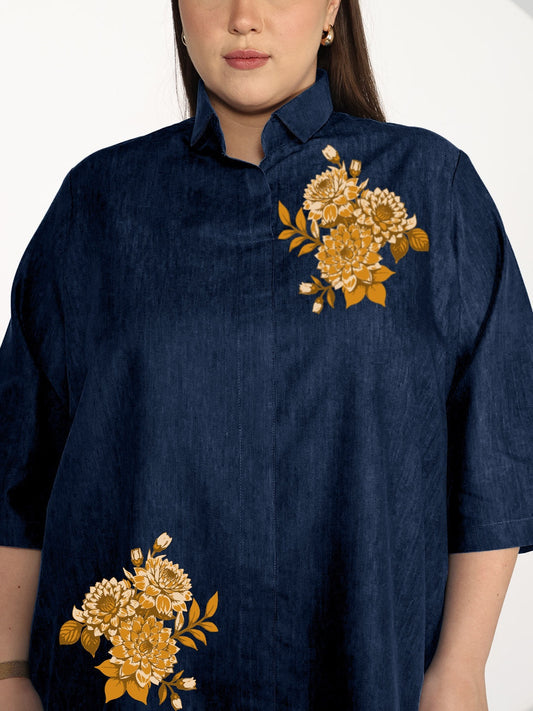 Navy Denim ShirtTop - Eldora