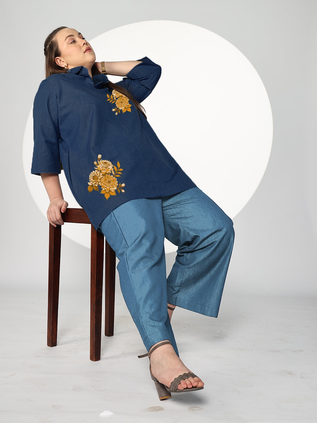 Navy Denim ShirtTop - Eldora