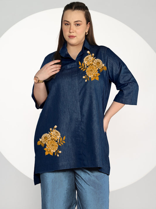 Navy Denim ShirtTop - Eldora