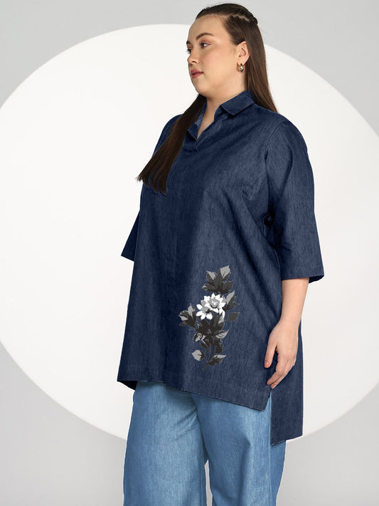 Navy Denim ShirtTop - Noira