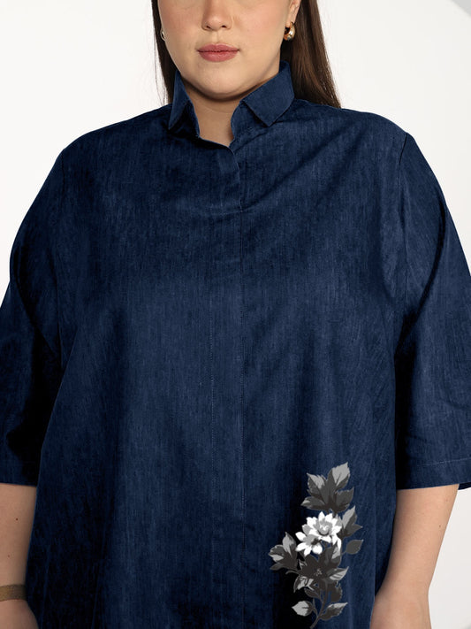 Navy Denim ShirtTop - Noira