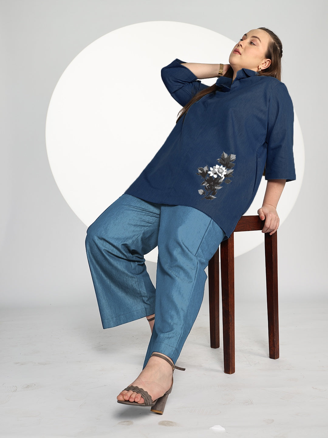 Navy Denim ShirtTop - Noira