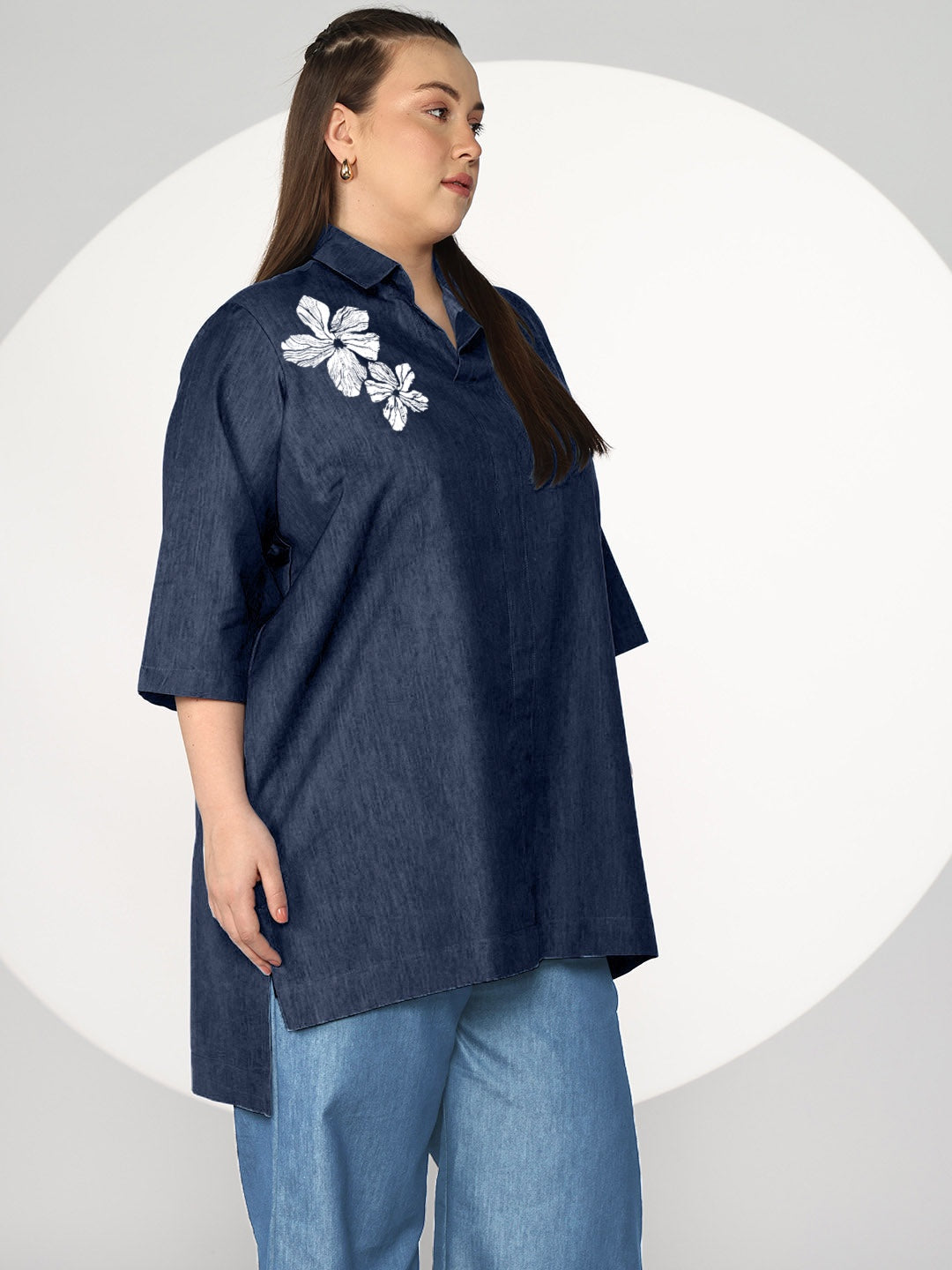 Navy Denim ShirtTop - Sakuya