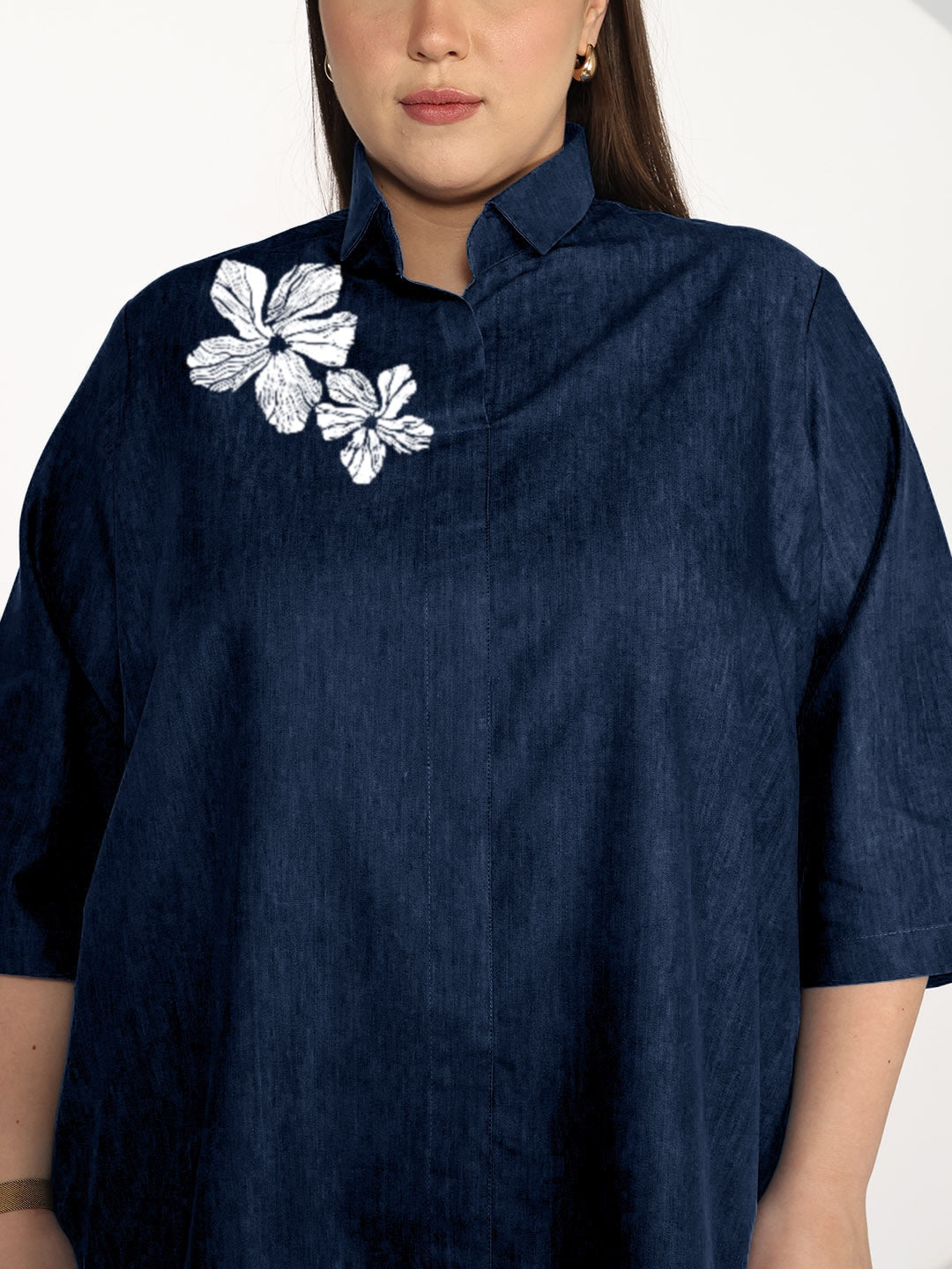 Navy Denim ShirtTop - Sakuya