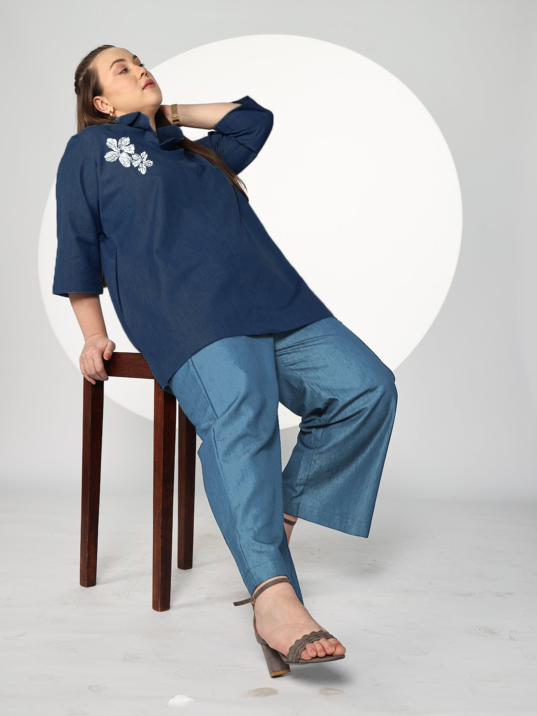 Navy Denim ShirtTop - Sakuya