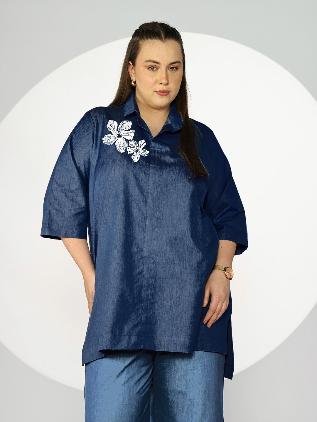 Navy Denim ShirtTop - Sakuya