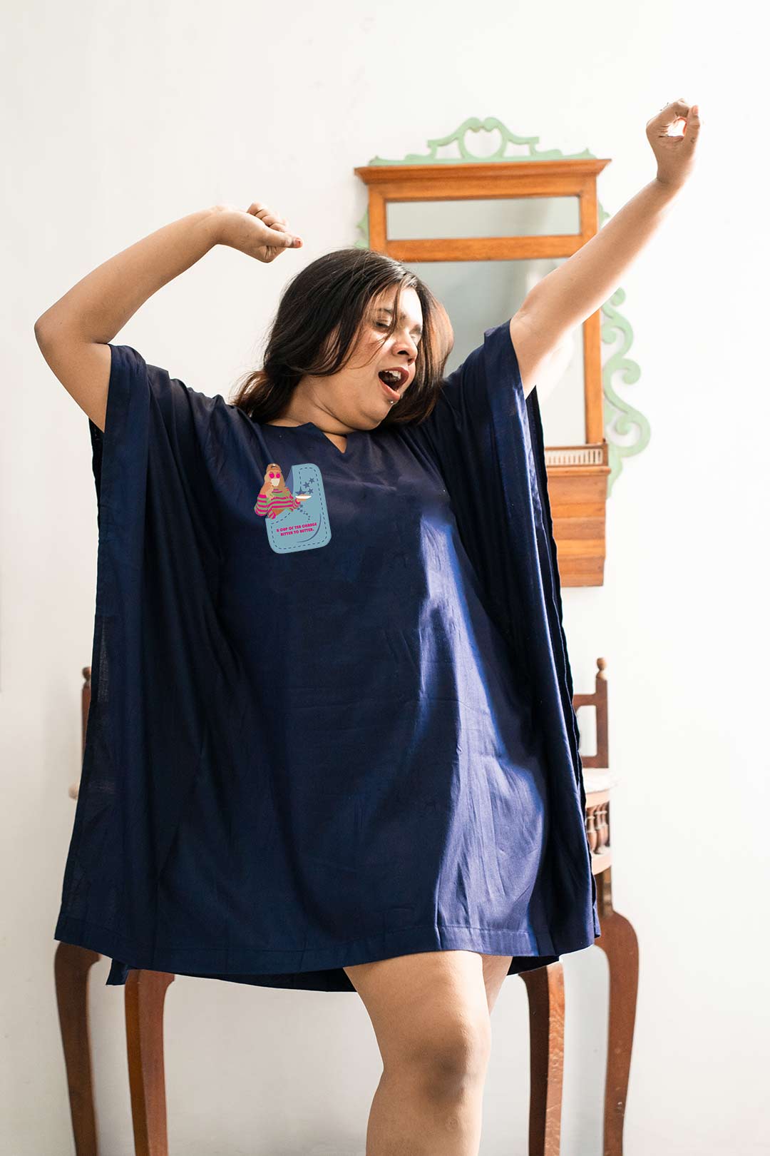 Navy Kaftan Nightdress - Detox