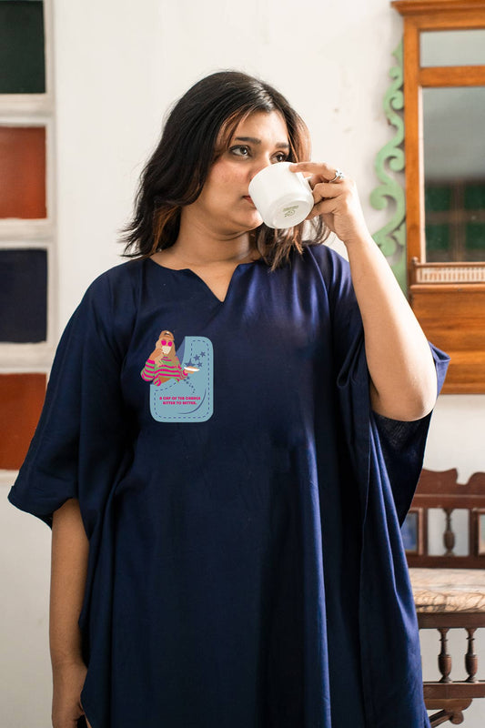 Navy Kaftan Nightdress - Detox