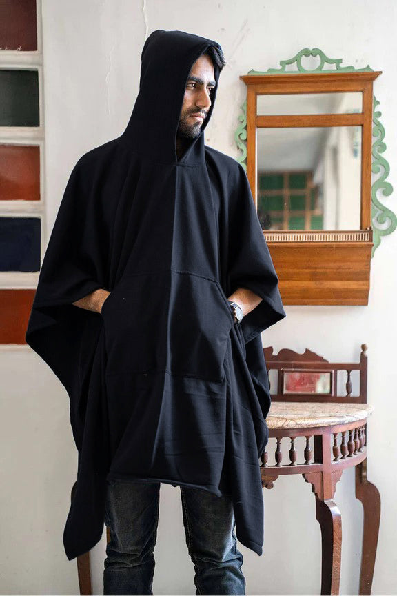 Navy Poncho Hoodie Solid LetsDressUp Custom Size