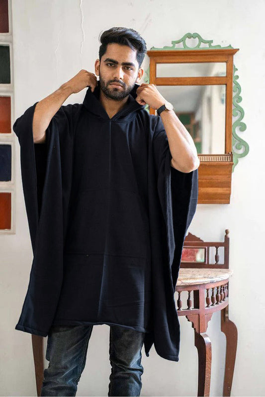 Navy Poncho Hoodie - Solid (Male)