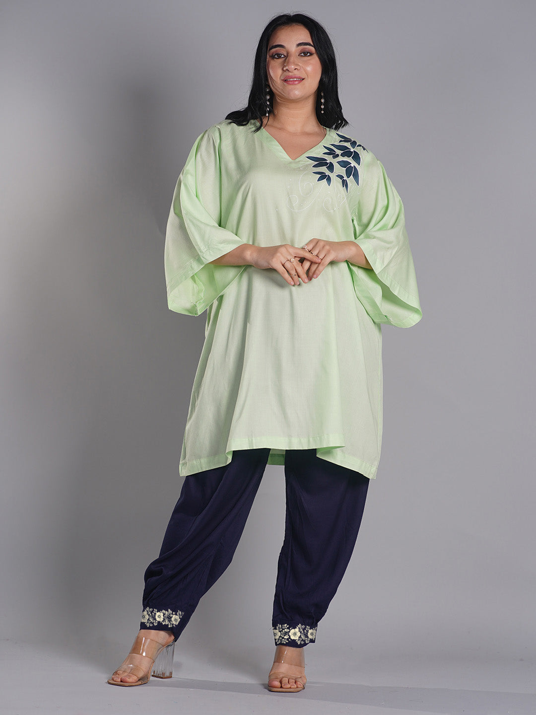 Navy Rayon Afghani Salwar - CreamMimosa