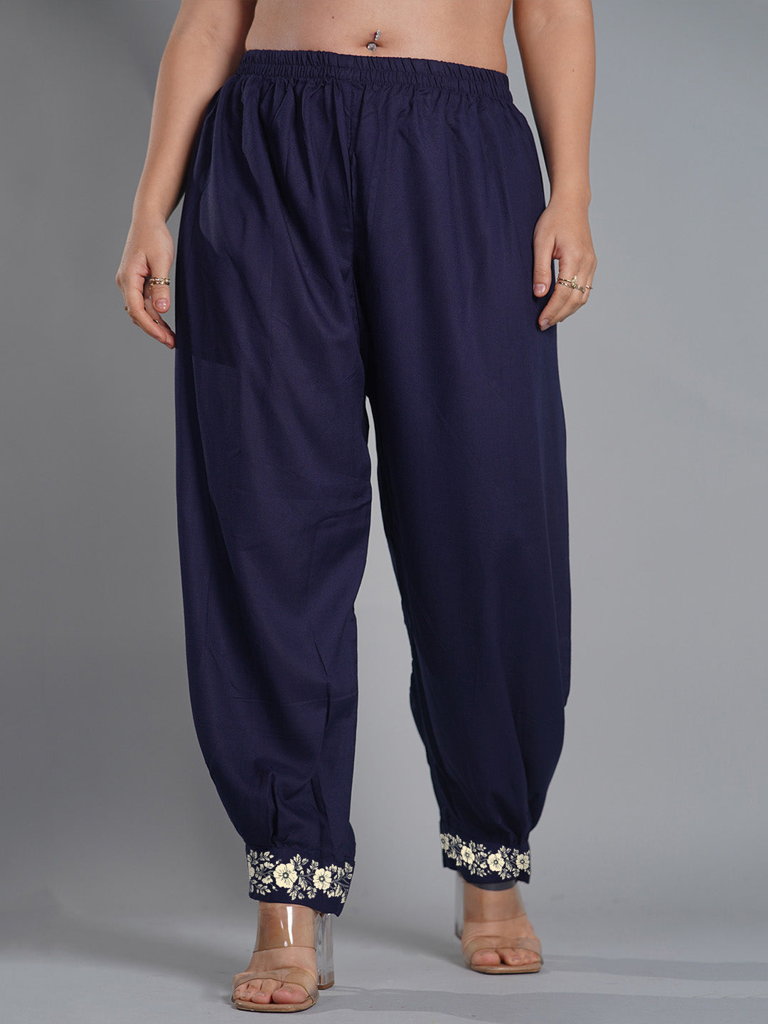 Navy Rayon Afghani Salwar - CreamMimosa