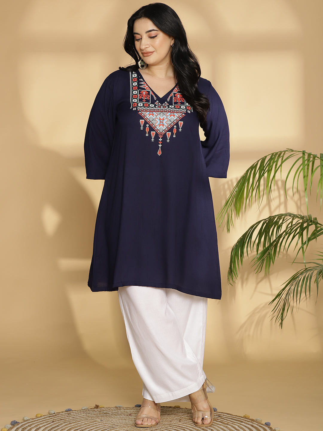 Navy Rayon Kurti - Jwala